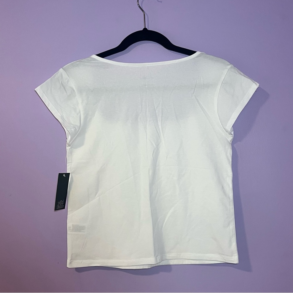Wild Fable Slim Short Sleeve Square Neck T-Shirt White - Picture 4 of 4
